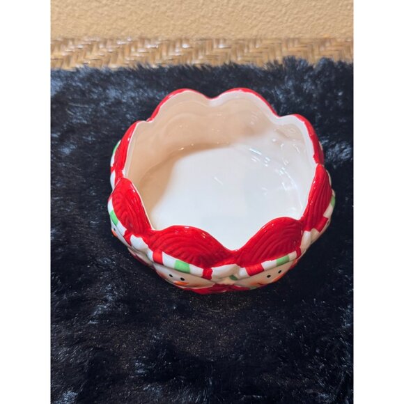 Royal Norfolk Snowman Ceramic Candy Dish Bowl 5” Round Snowmen Christmas - Picture 2 of 5